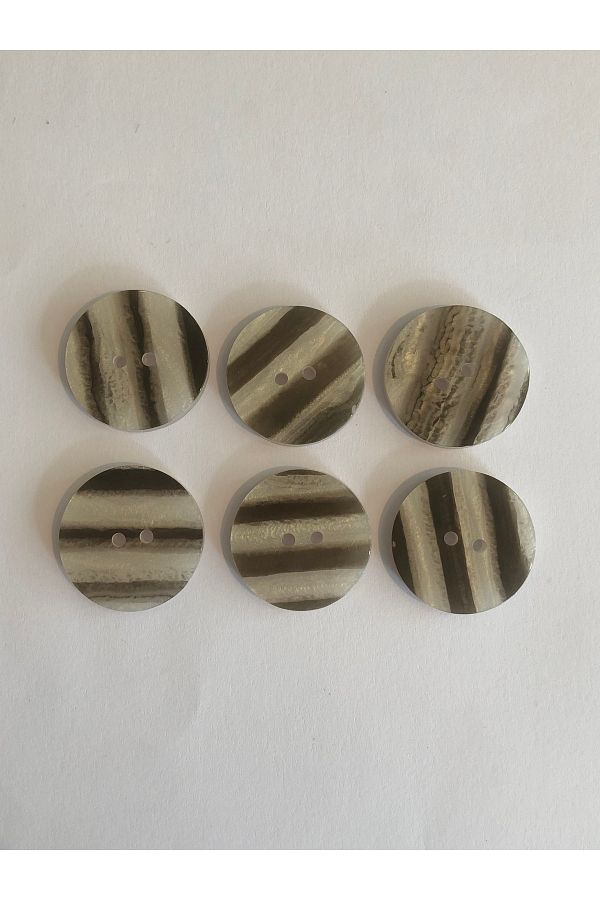 aensia-Large Striped Pearl Thick Button 40 Size Flat Button Pearl Look Polyester Button - Pack of 6 Buttons 1