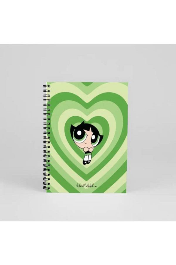 Bikutumutluluk-دفتر ملاحظات N160 POWERPUFF GIRLS BUTTERCUP باللون الأخضر الحلزوني 1