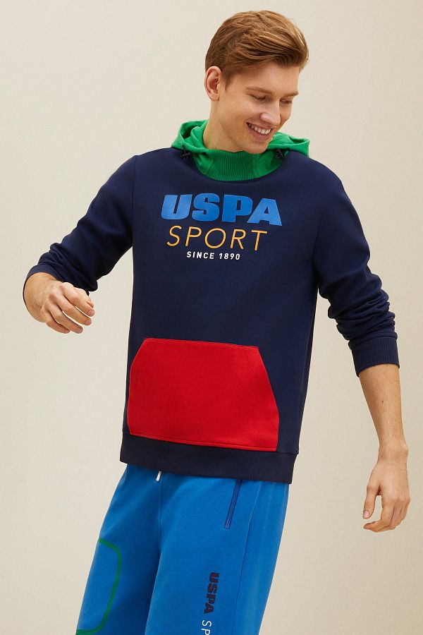U.S. Polo Assn. R.C. MOLENDO USPA Sport Printed Color Block Hooded Men s Sweatshirt Trendyol