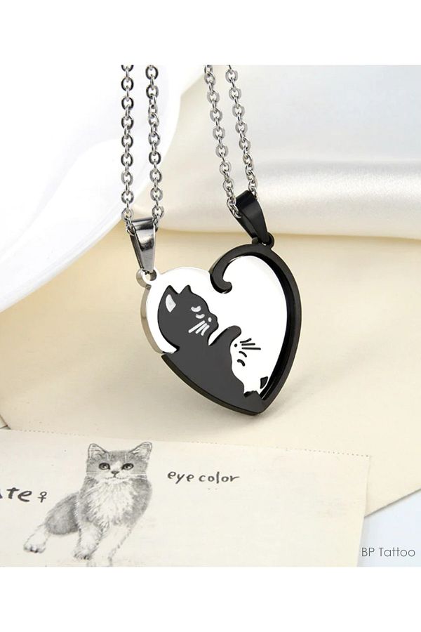 Cat necklace yin yang clearance