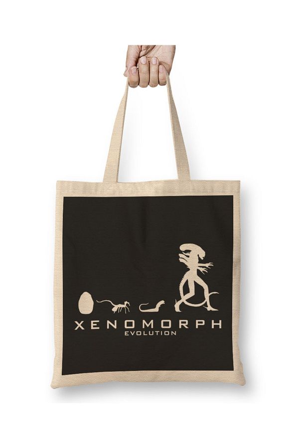 Baskı Dükkanı-Xenomorph Evolution Alien Tote Bag Long Handle 1