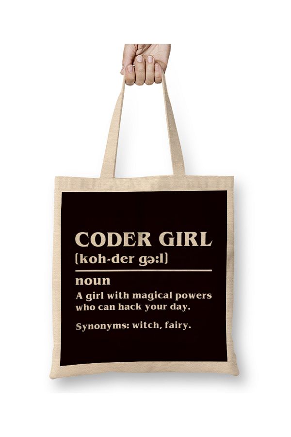Baskı Dükkanı-Coder Girl Definiție Codare Programator Dezvoltator Software Geantă din pânză Mâner lung 1