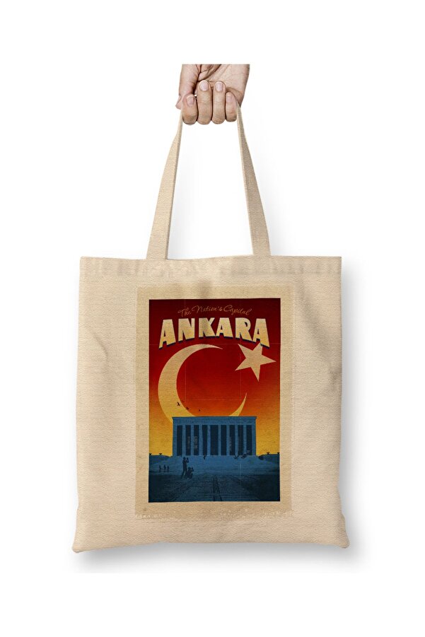 Baskı Dükkanı Capital Ankara and Anıtkabir Cloth Bag Long Handle