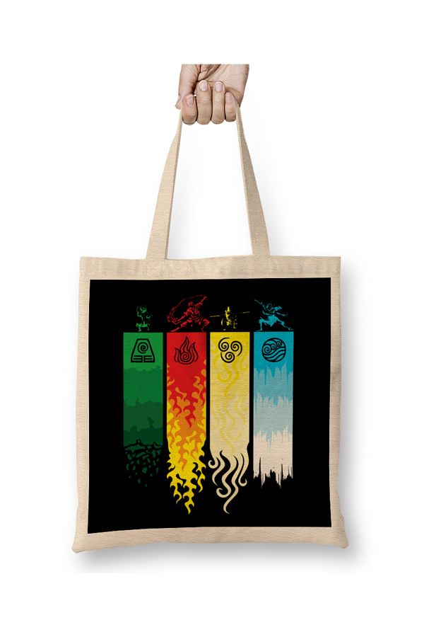 Baskı Dükkanı-Element Symbols Avatar The Last Airbender Tote Bag Long Handle 1
