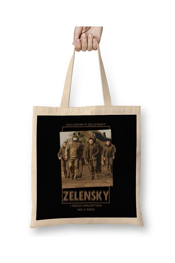 Baskı Dükkanı-Zelensky I Need Ammunition Not A Ride Tote Bag Long Handle 1