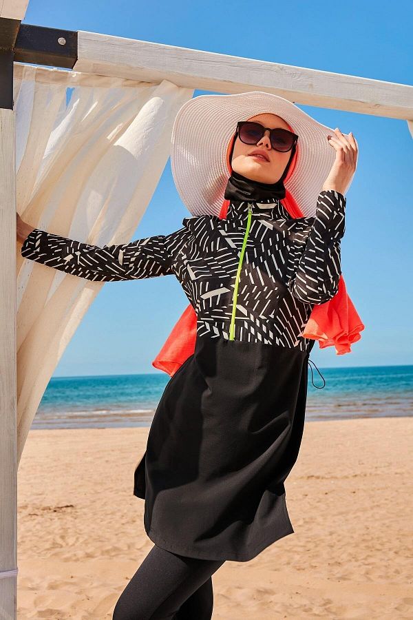 Marina Parachute Black Fully Covered Hijab Swimsuit M2326 Trendyol