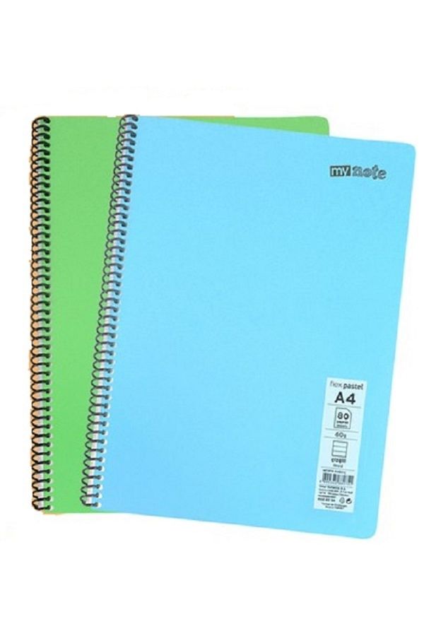 Mynote-دفتر ملاحظات بسلك حلزوني غطاء من البولي بروبيلين A4 Mynote 2 لون مختلف 80 صفحة دفتر ملاحظات مبطن (2 مختلف) 1