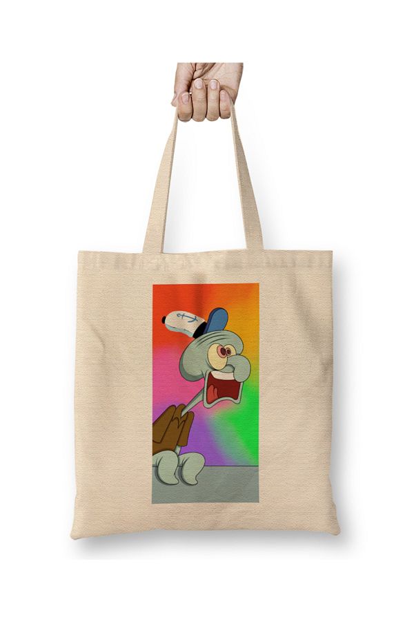 Humuts-Screaming Squidward Spongebob Tote Bag Long Handle 1