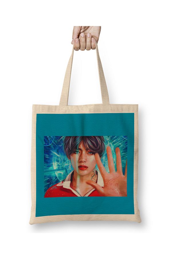 Baskı Dükkanı-Bts Taehyung Dna Cloth Bag Long Handle 1