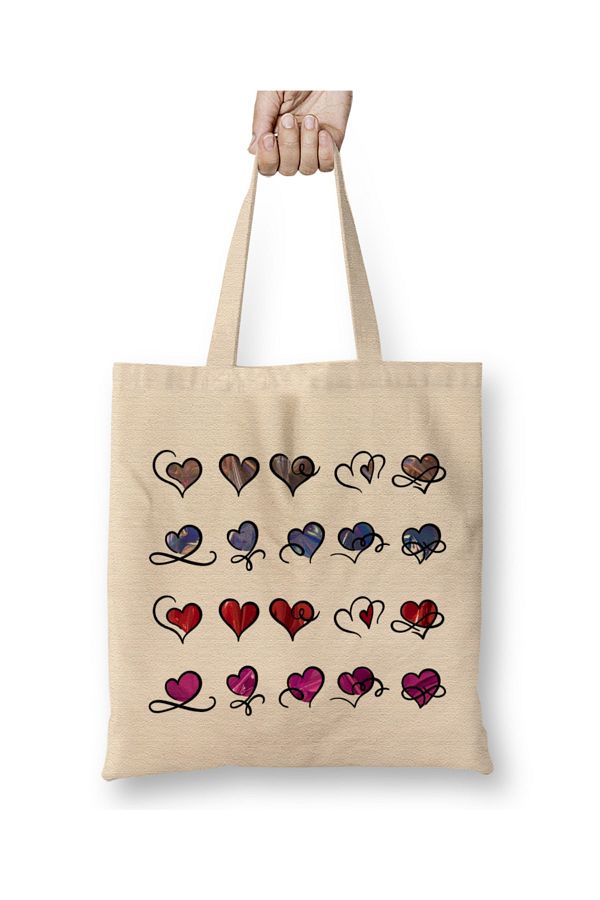 Bask Dukkan Chrome Hearts Holographic Metallic Hearts Pattern Tote Bag Long Handle Trendyol