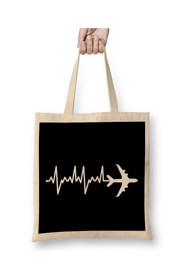 Bask Dukkan Awesome Airplane Heartbeat Pilot Piloting Aviation Tote Bag Long Handle Trendyol