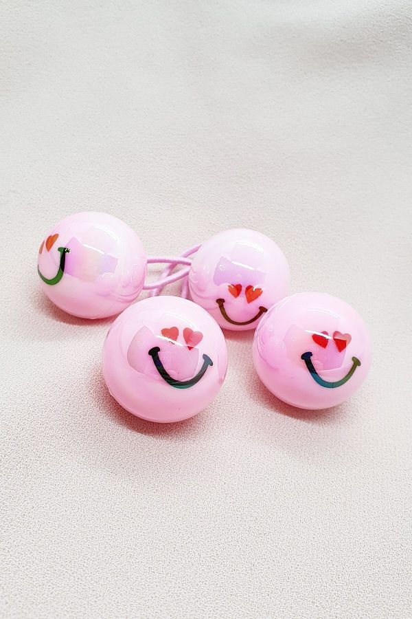 More & Else-Children's Light Pink Color Heart Emoji Round Model Double Elastic Buckle 1