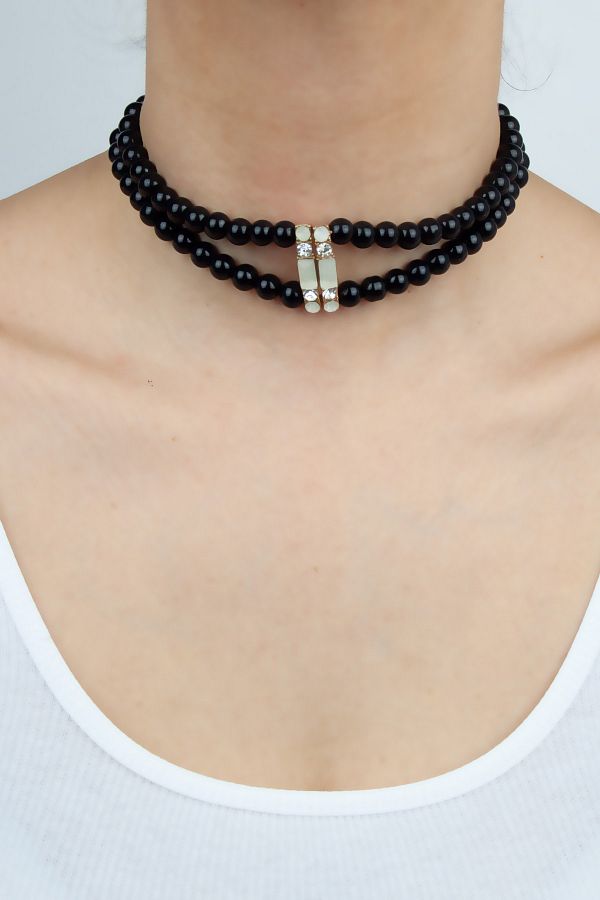 Pridza Enamel Detail Jewelled Choker Necklace Trendyol