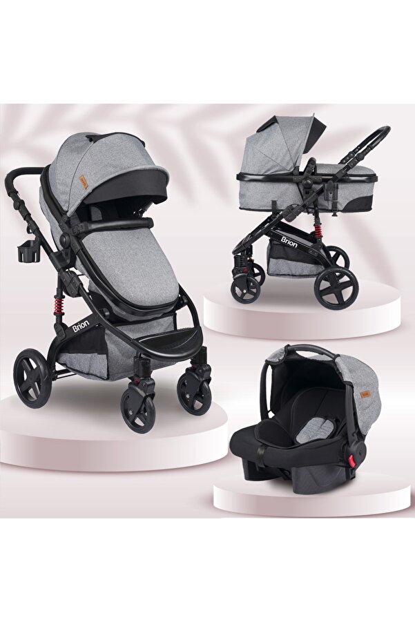 Genel Markalar Mstz Brion Mila 4 In 1 Çift Yönlü Travel Sistem Bebek Arabası Siyah Gri Zncm