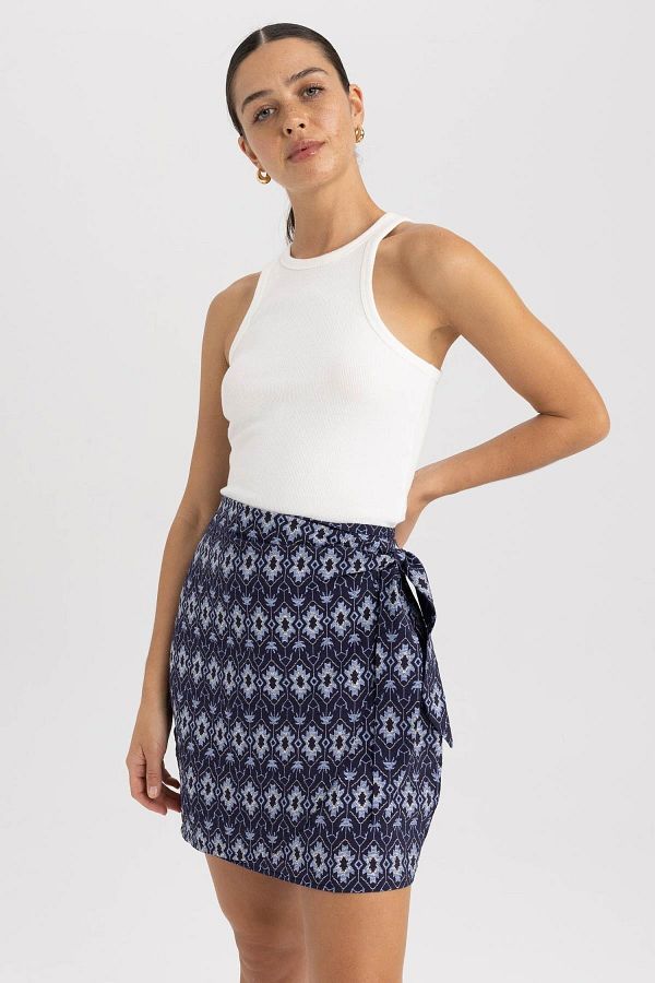DeFacto-A-line Ethnic Patterned Regular Waist Aerobin Mini Skirt A9708ax23hs 1