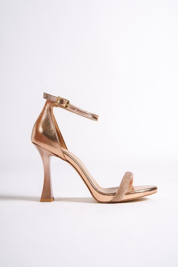Modabuymus Rose Copper Single Strap Platform Goblet Heeled Evening Dress Shoes Yuffy Trendyol