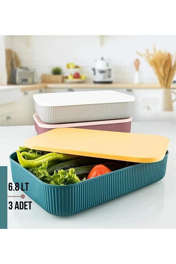 Bayev-3 Pieces Mix Storage Container 6.8 Lt Lv342 Crisper Food Storage Toy Box 1