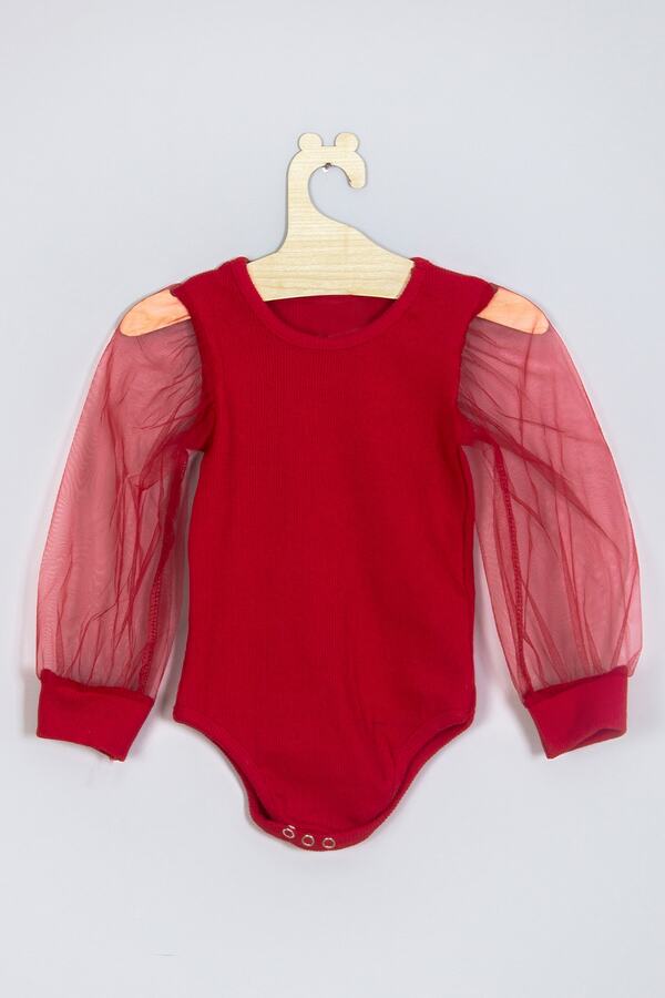 ADABEBEK Kolları Tüllü Ribana Çıtçıtlı Body 004