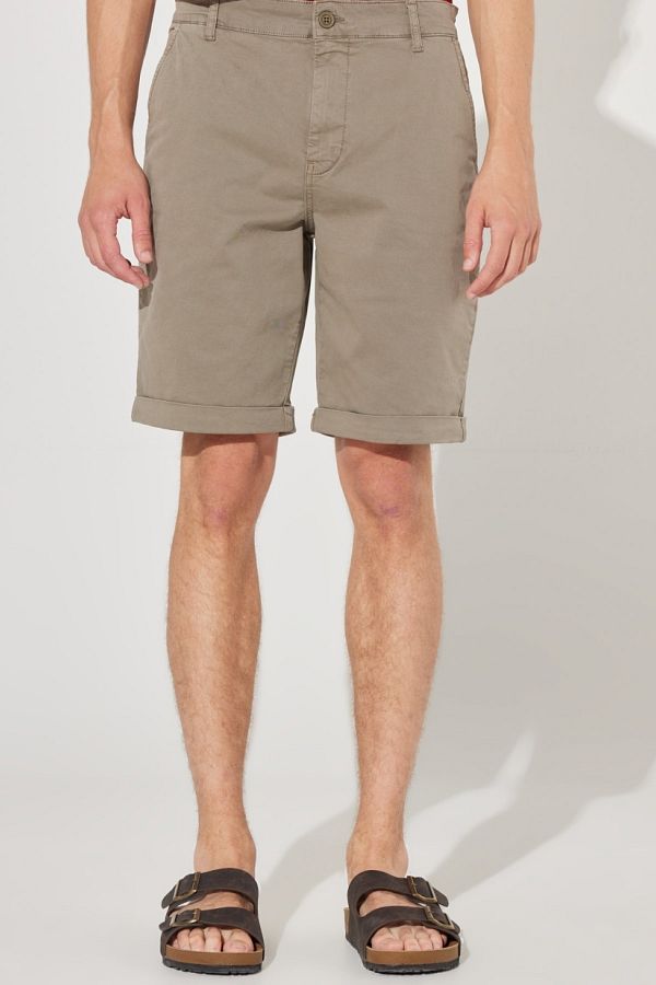 Lee-Regular Fit Normal Cut Normal Waist Khaki Flexible Shorts 1