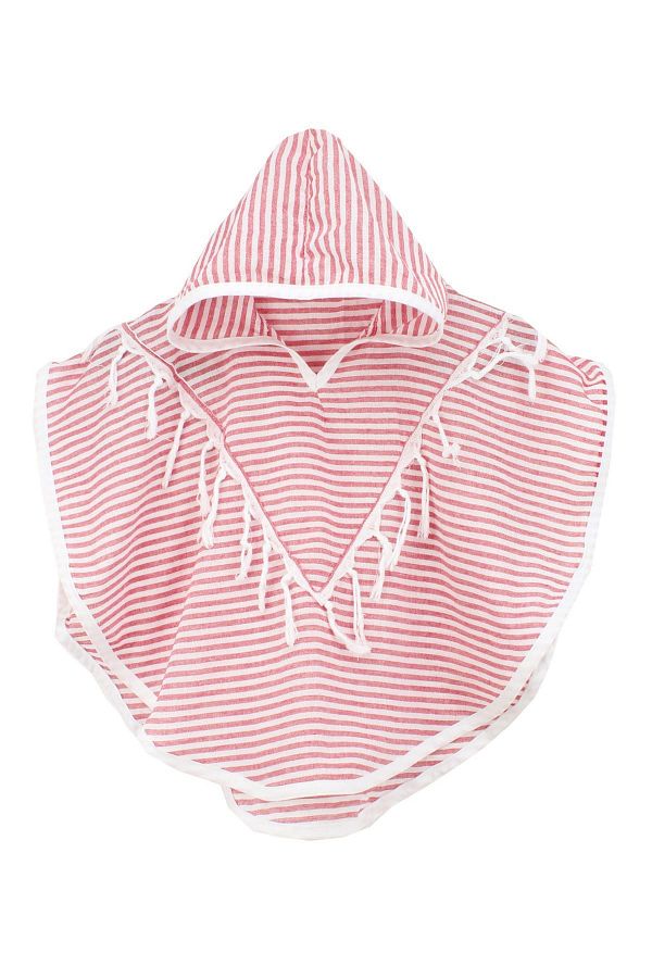 Bedinn-Pestemal Poncho Palace Thin Striped Red 1