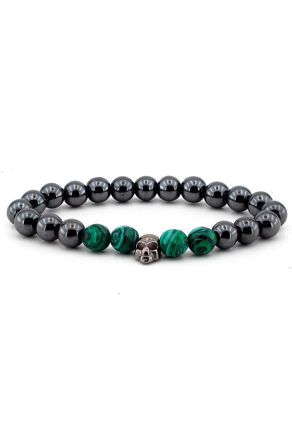 Solfera-Men's Natural Malahit Hematite Stone Bracelet B613 1
