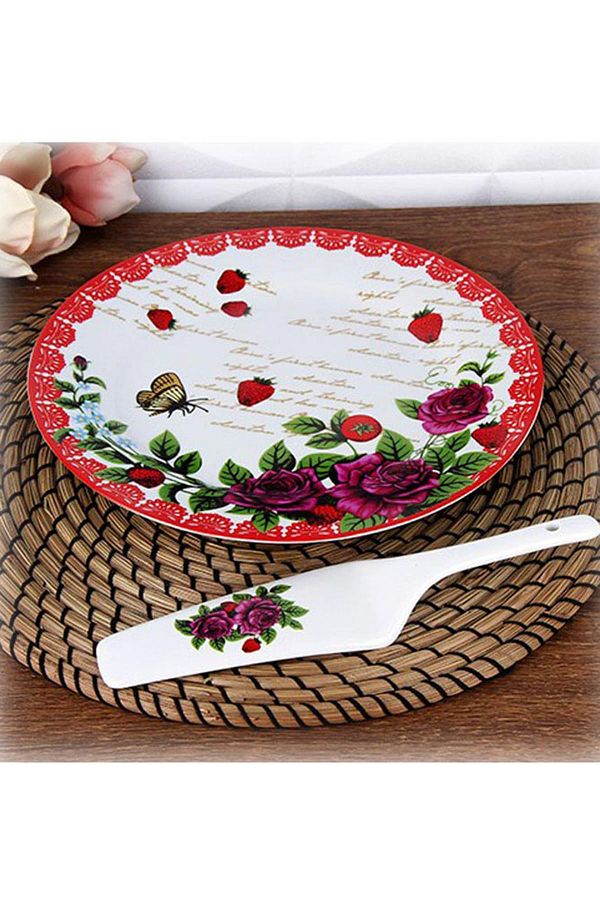 Ün-Ev-Cake Serving Plate with Porcelain Spatula 1