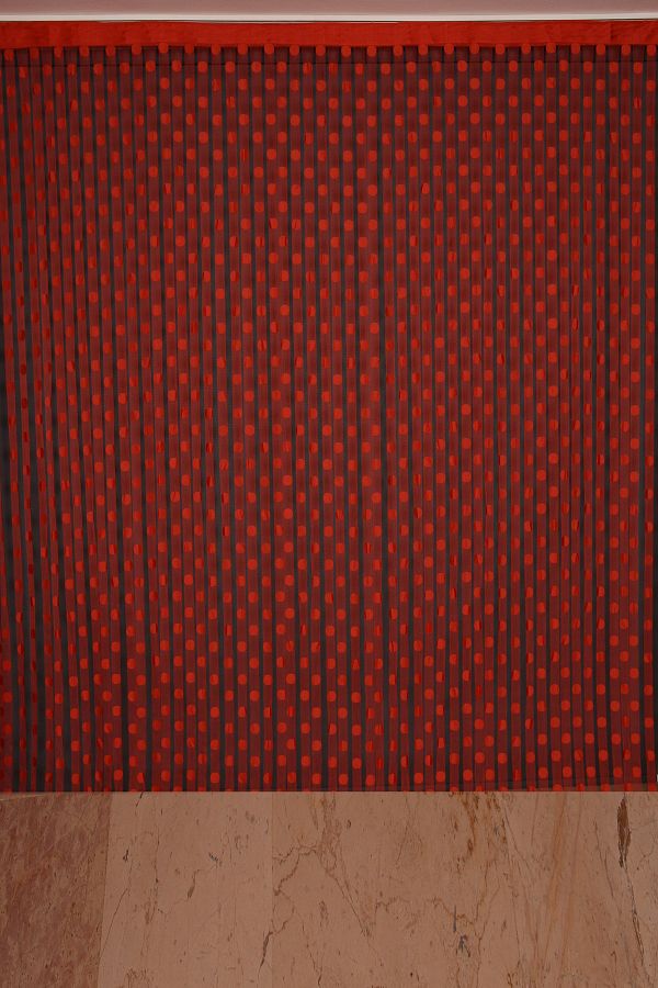 AKÇA TEKSTİL-Polka Dot Model Red Color Rope Curtain 1