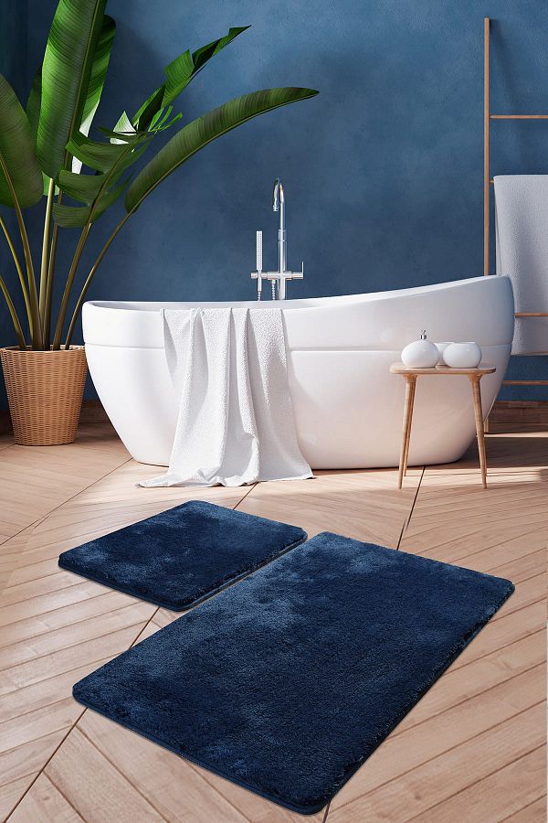Chilai Home-Set de 2 albastru închis - covor de baie și covoraș acrilic 1