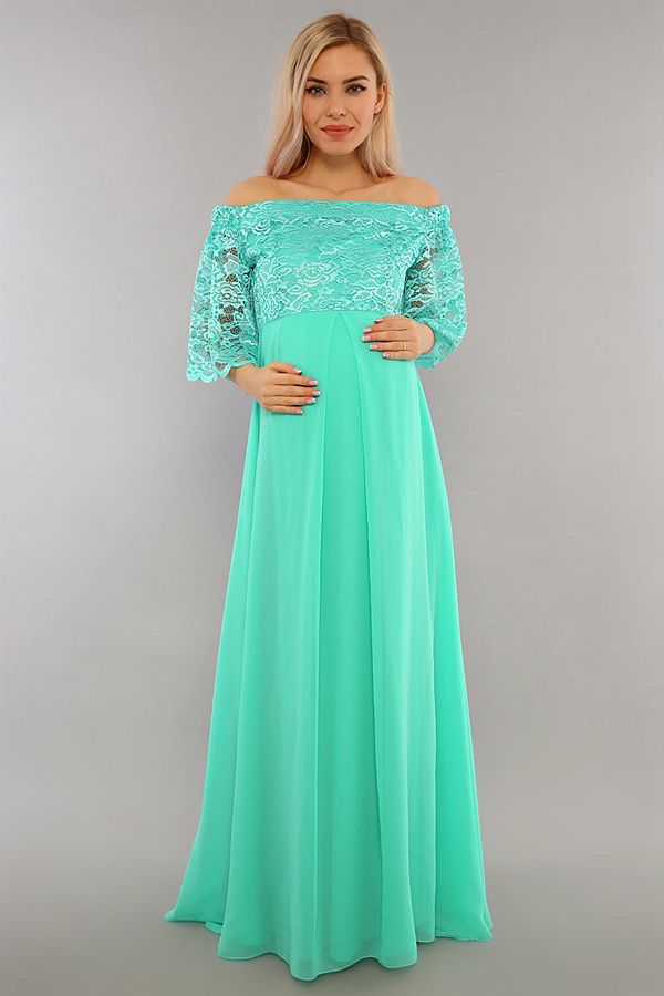 MODA LAB O Off Shoulder Lace Maternity Dress Mint Green Trendyol