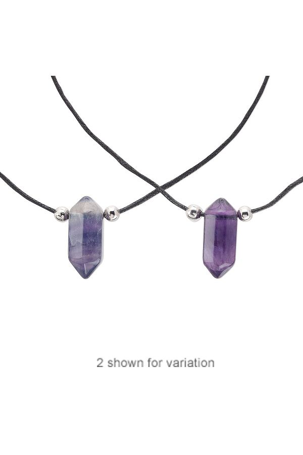 Safnaturel Purple Fluorite Natural Stone Cotton String Necklace Trendyol
