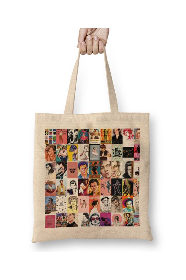 Baskı Dükkanı-Harry Styles Tote Bag Long Handle 1