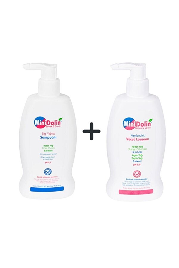 Dermadolin Minidolin Bebek & Çocuk Saç Ve Vücut Şampuanı 250 Ml + Vücut Losyonu 250 Ml