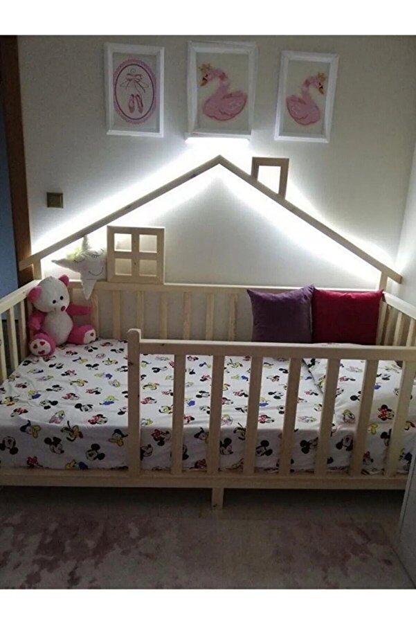 Özgök Tarım Unisex Evli Montessori Bebek Ve Çocuk Karyolası Doğal Ahşap