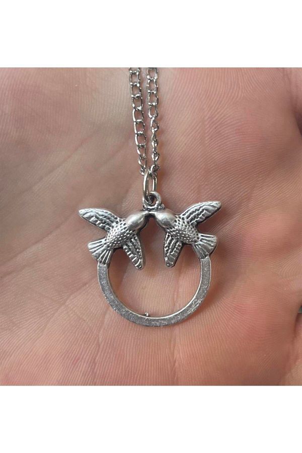 Touz-Unisex Double Bird Design Blunt Blunt Necklace 1