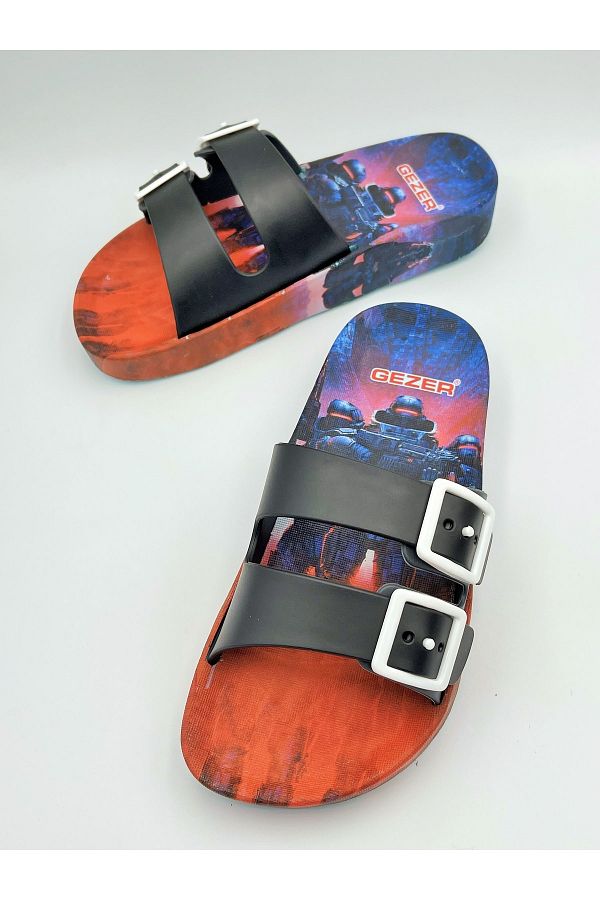 GEZER-Robot Printed Sliding Sole Boy's Slippers (Buy 1 Size Larger) 1