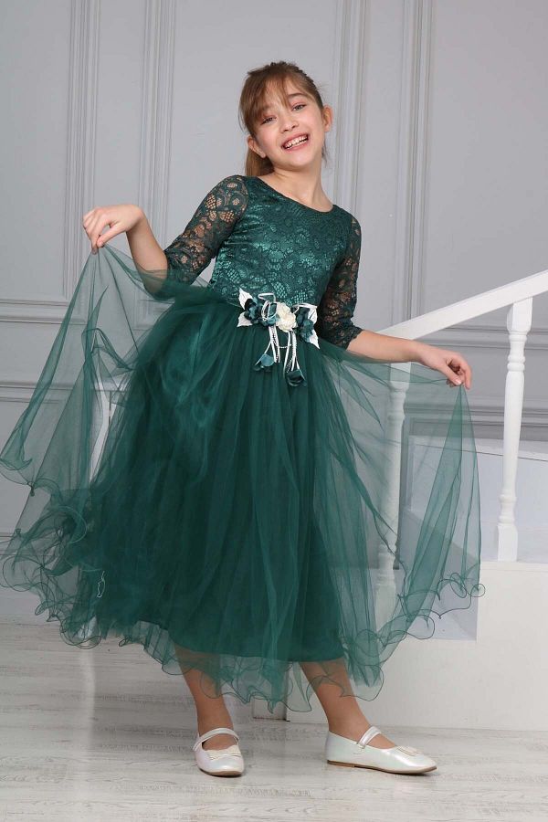 Guipure lace top tulle dress top