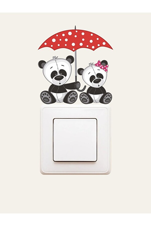 LİPYOS Sevimli Pandalar Priz Duvar Sticker