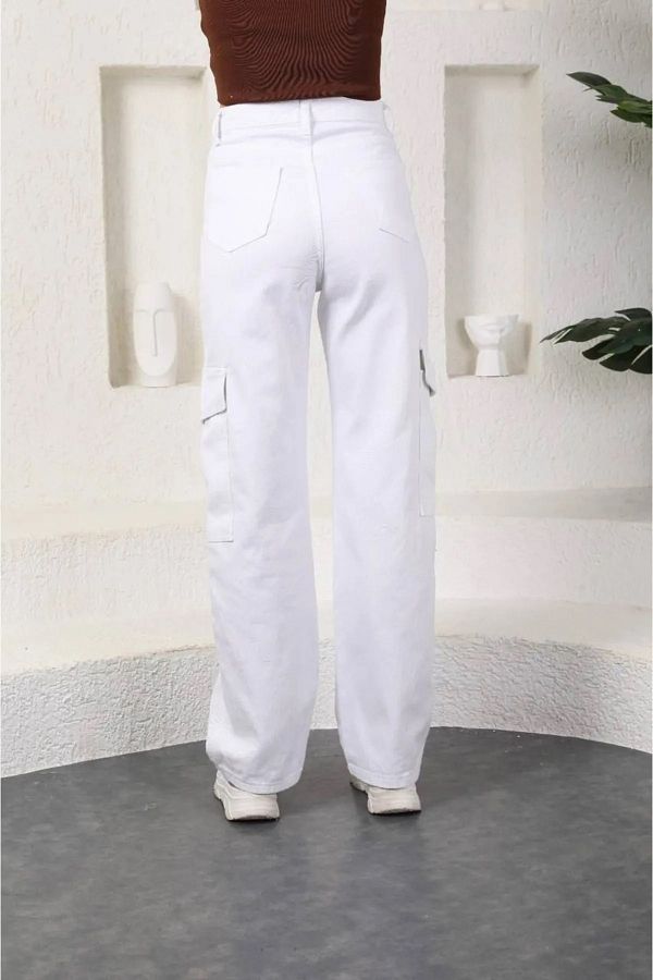 topshop moto High Waist Cargo Pants Loose Jeans Colorfast Black buy by the seller Trendyol