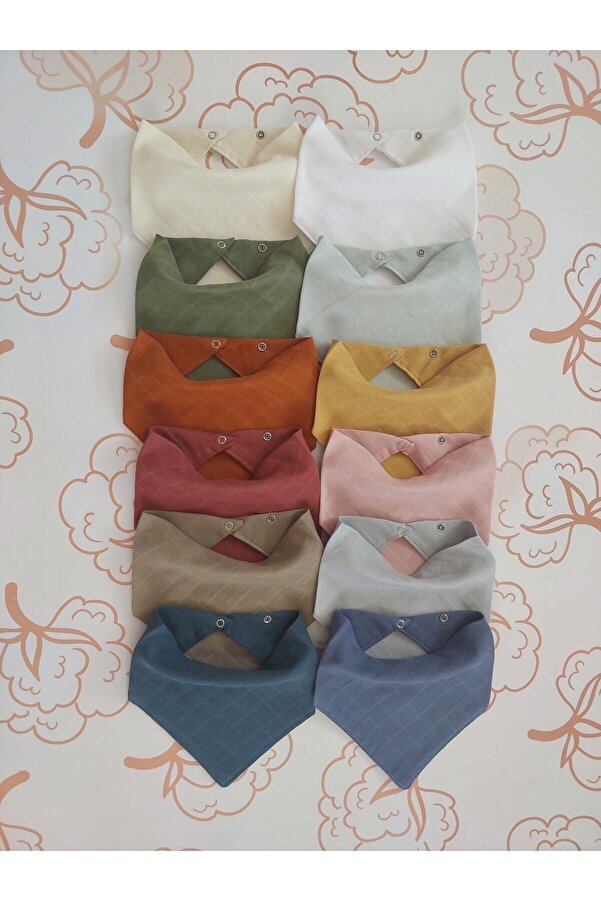 Cardigan %100 Organik Müslin Çift Katlı Bebek Fuları Yakalık Mama Ve Salya Önlüğü Bez 12 Adet 40 Cm