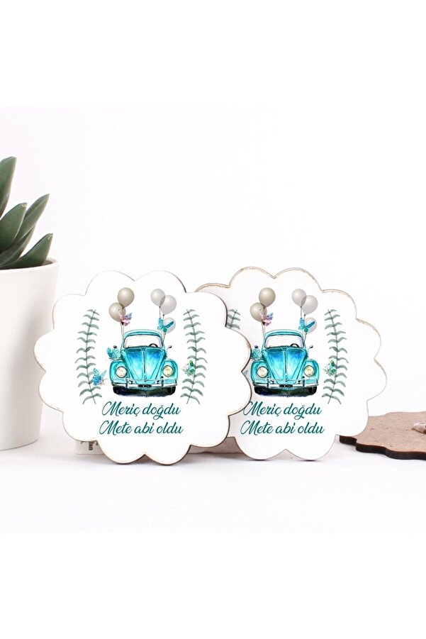 Teknograf Yeni Doğan Erkek Bebek Ahşap Magnet (25 Adet)