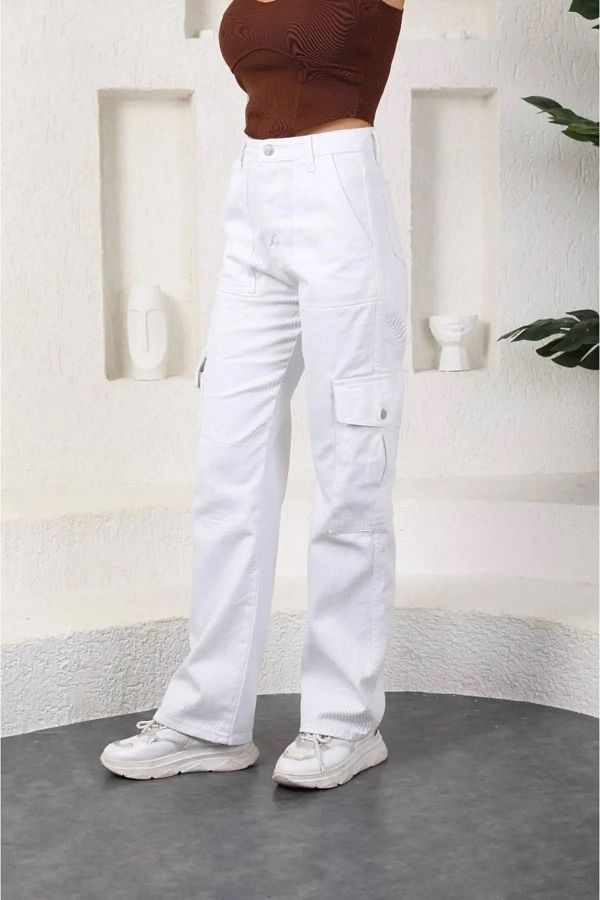 Topshop white cargo pants online