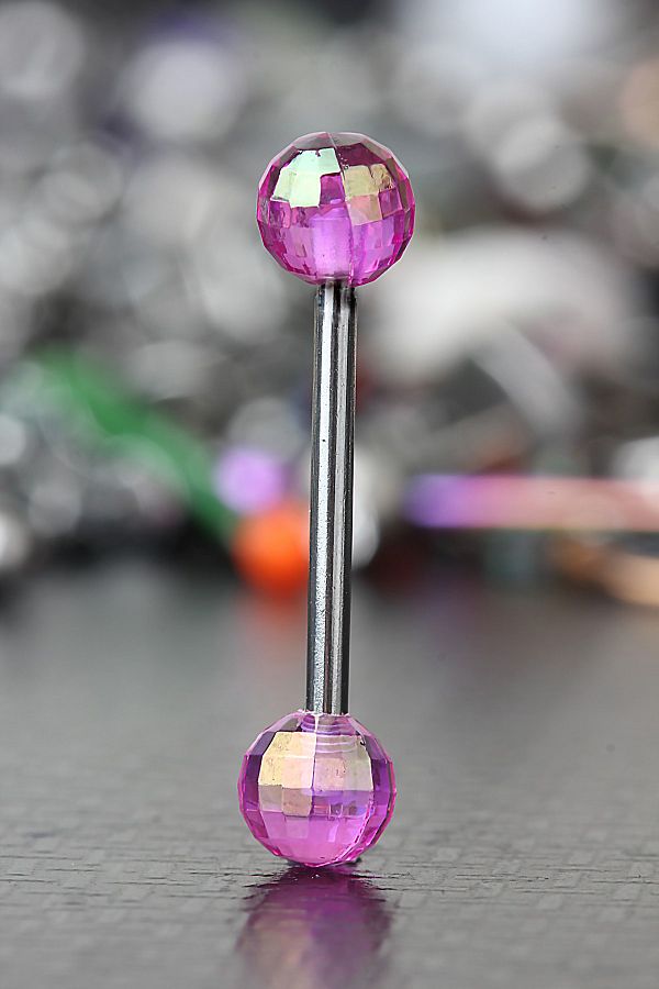 depozoom New Season 316L Surgical Steel Purple Disco Ball Tongue Piercing Trendyol
