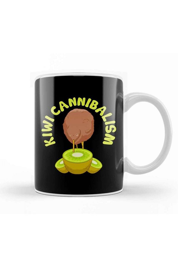 Baskı Dükkanı-Funny Kiwi Cannibalism Pun Adorable Animal Fruit Mug Cup Porcelain 1