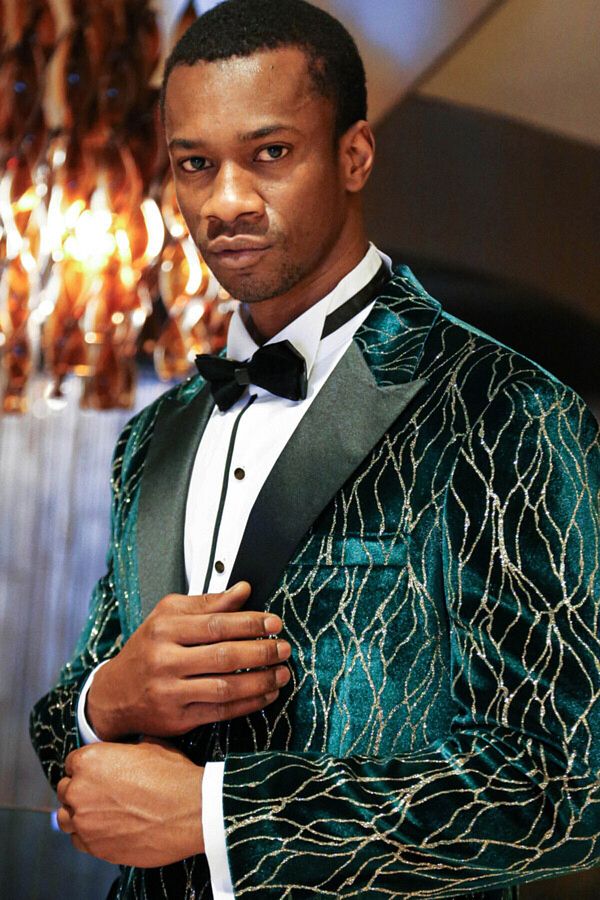Wessi Patterned Dark Green Men s Tuxedo Jacket Trendyol