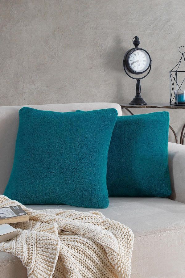 MaisonArt sofa 2 Pieces Petrol Color Welsoft Throw Pillow Cover Pillow Case 44x44 Cm Trendyol