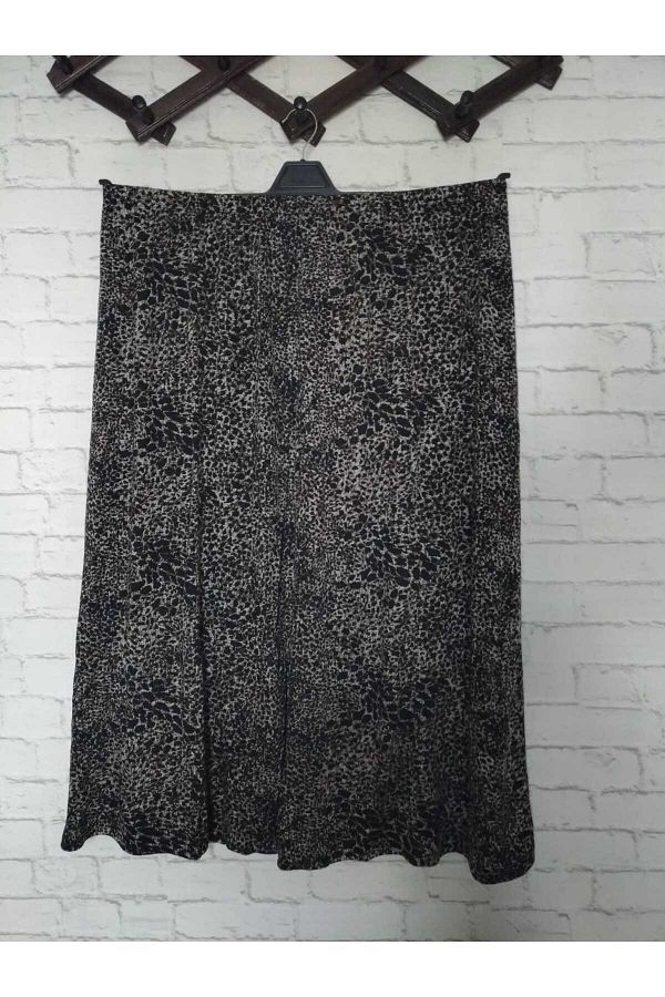 anne moda ankara-نمط الفهد، قماش منسوج، خالي من الليكرا، مجزأ، خصر مطاطي، نموذج توسيع لأسفل، تنورة 1