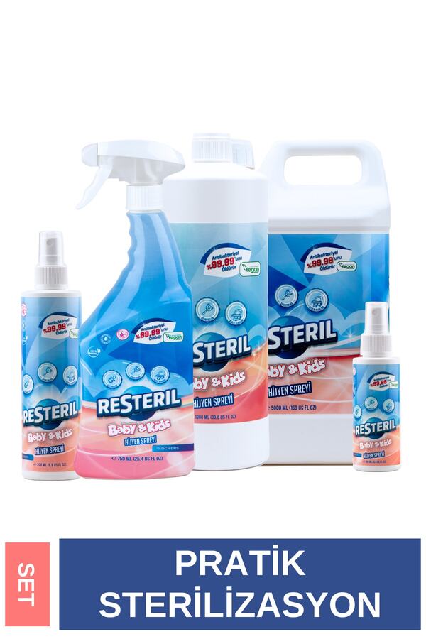 Resteril Biberon Sterilizatör Emzik Sterilizasyon Bebek Yüzey Temizleyici Dezenfektan Sprey Set