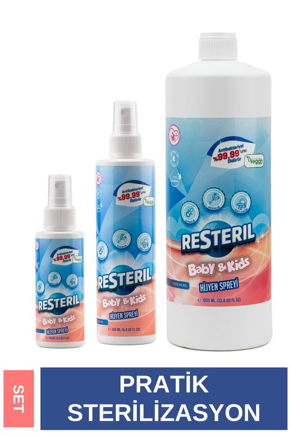 Resteril Biberon Sterilizatör Bebek Yüzey Dezenfektanı Biberon Süt Pompası Emzik Temizliği Set