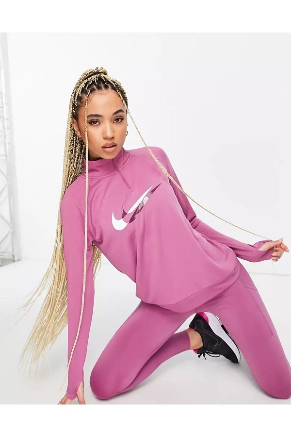 Nike Dri Fit Swoosh Run 1 4 Zip Running Midlayer Long Sleeve Women s T Shirt Trendyol