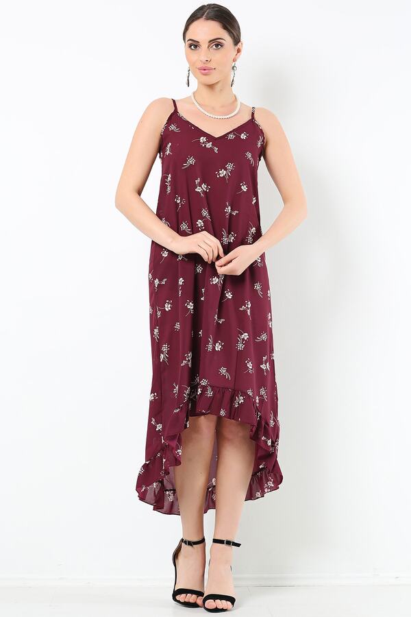 V-neck Appliqued 3/4 Sleeves Asymmetrical Dress Steel Grey main image 1